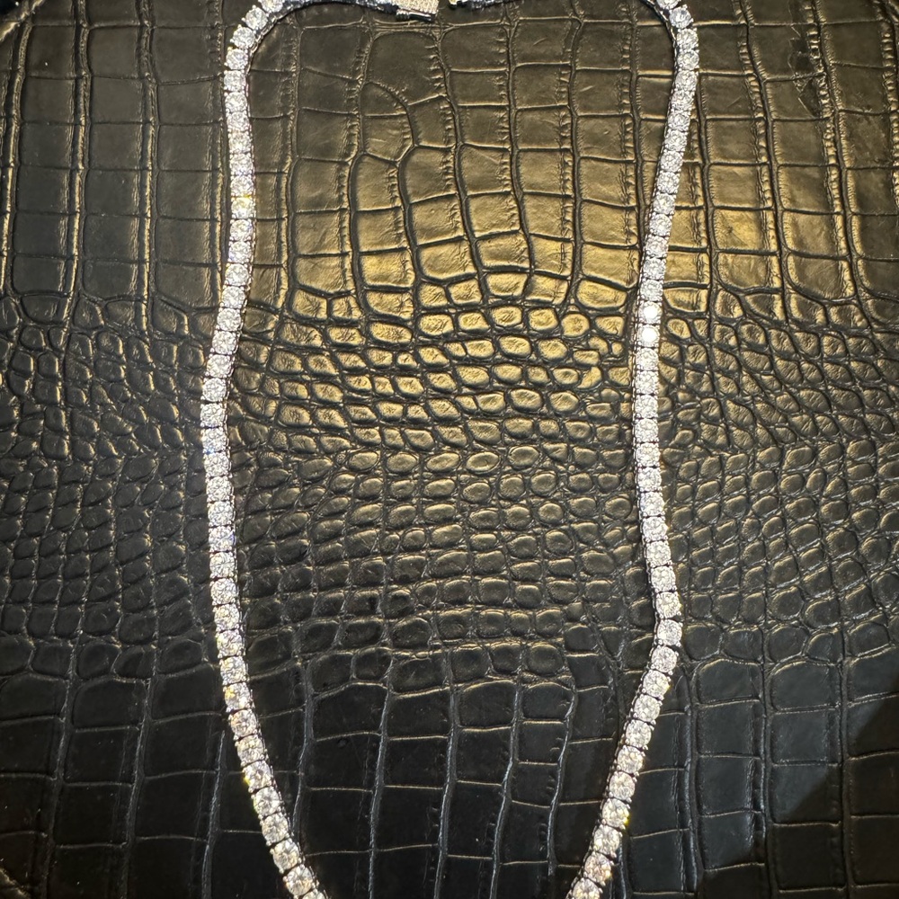 Diamond Tennis Necklace in White Gold- 5mm